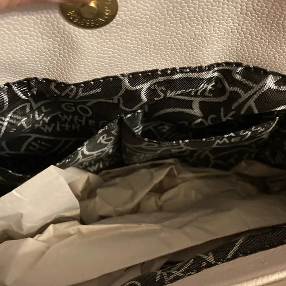 Betsey Johnson NEW Large Black & White Floral Stripe Tote Hard to Find! RaRe! - Picture 11 of 12